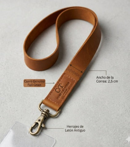 Lanyard Cuero Natural 2,5 cm - Para Muñeca